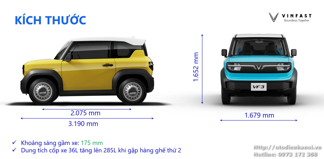 Kích thước Vinfast vf3