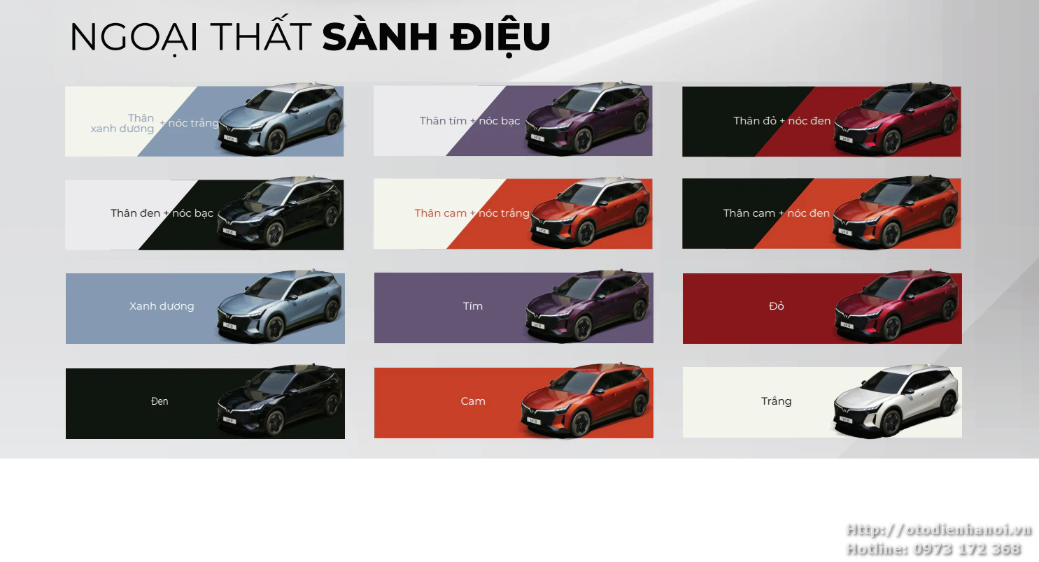 màu sắc Vinfast VF8 New