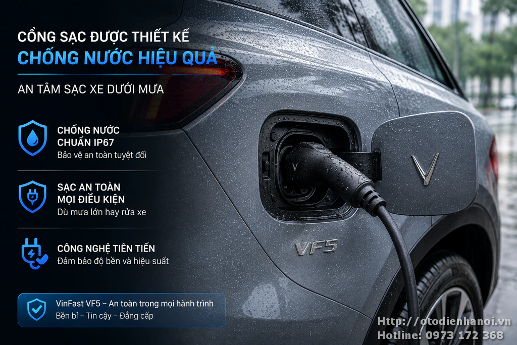 Vinfast Vf5 thiết kế cổng sạc chống nước